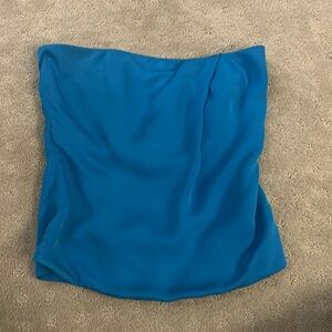 GUCCI Women’s Blue Strapless Silk Top